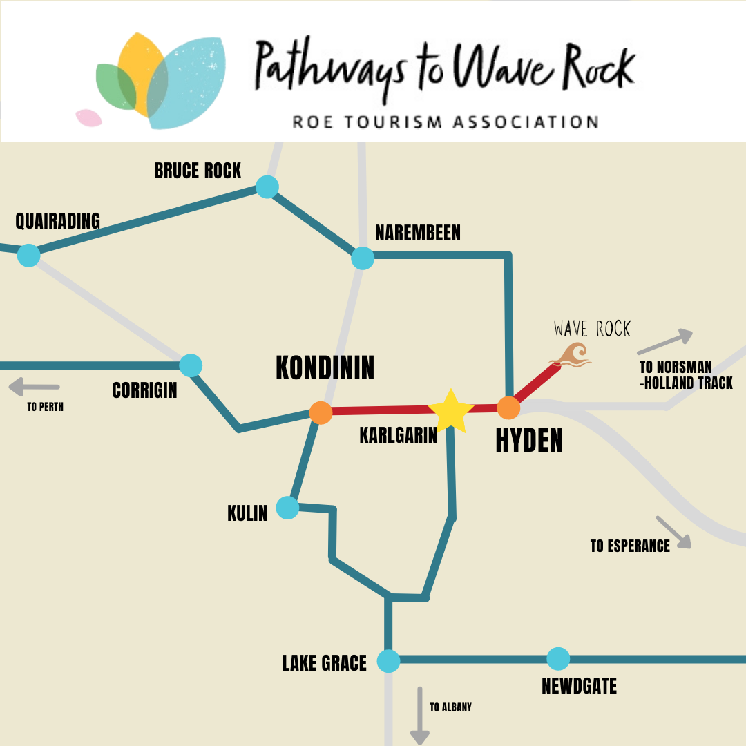 Karlgarin - Pathway to Wave Rock Map